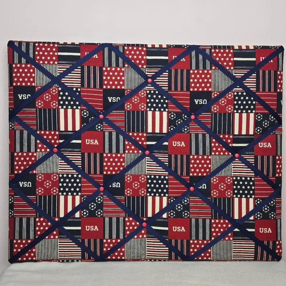 Patriotic Americana French Memo Board Handmade In VT 16x20in NWOT